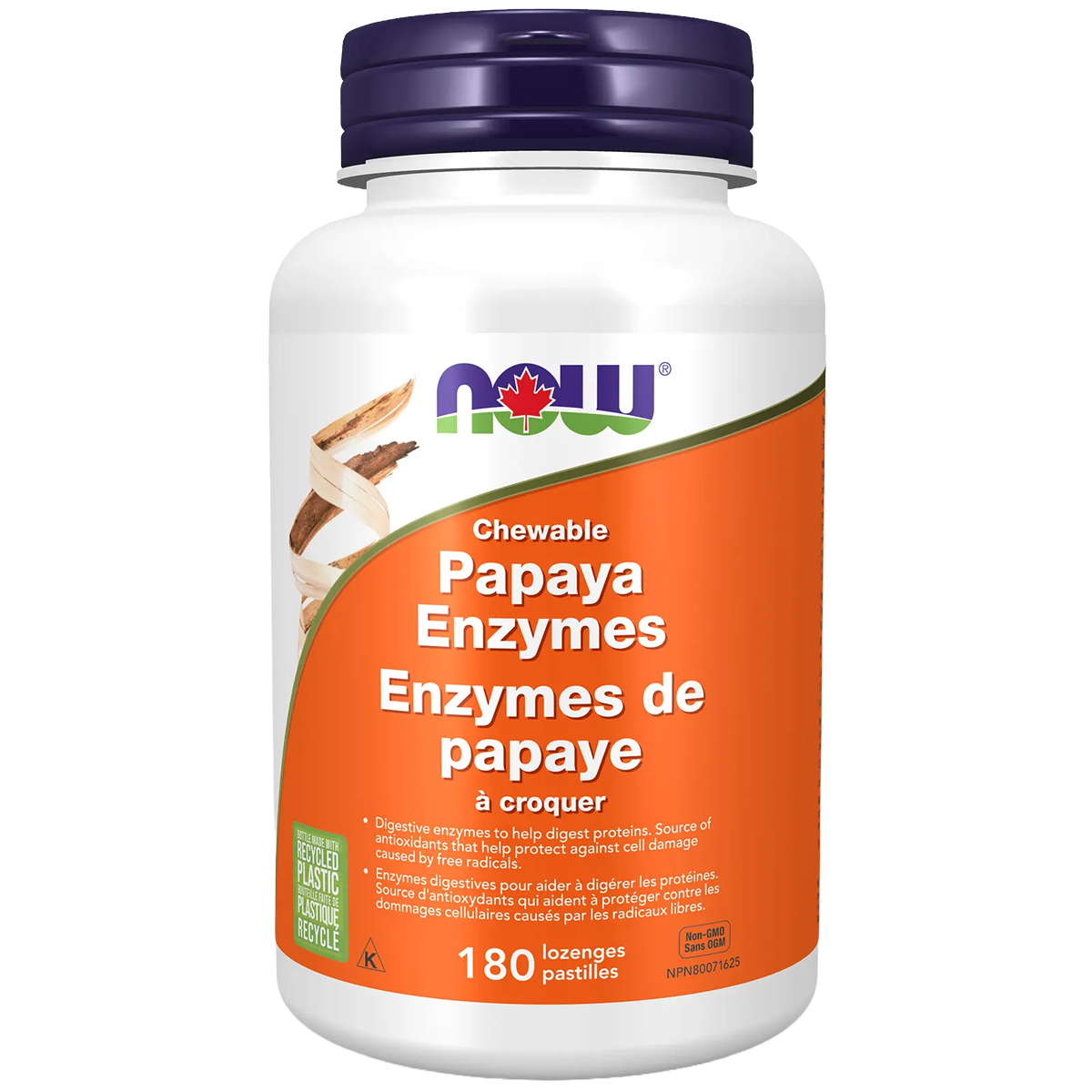 NOW Papaya Enzyme Chewable 180 Lozenges