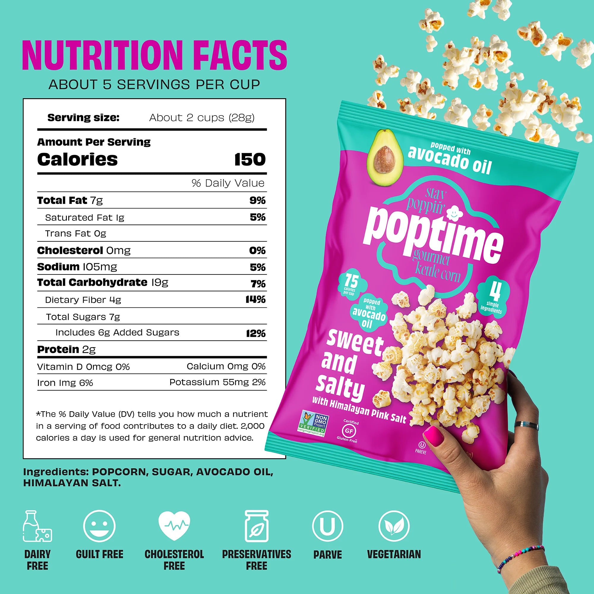 Poptime Gourmet Kettle Corn Sweet and Salty 198g