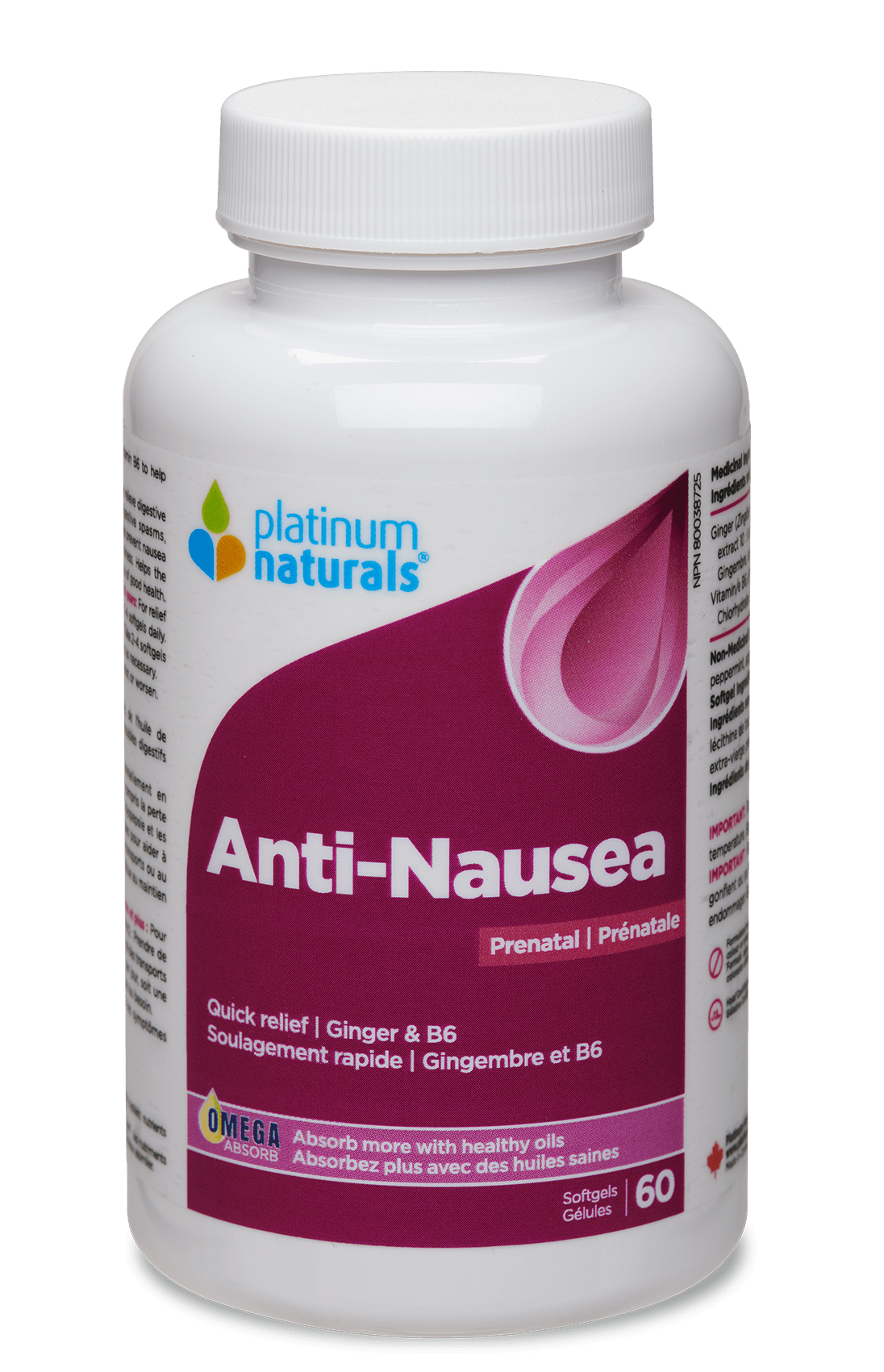 Platinum Naturals Prenatal Anti-Nausea 60 Softgels
