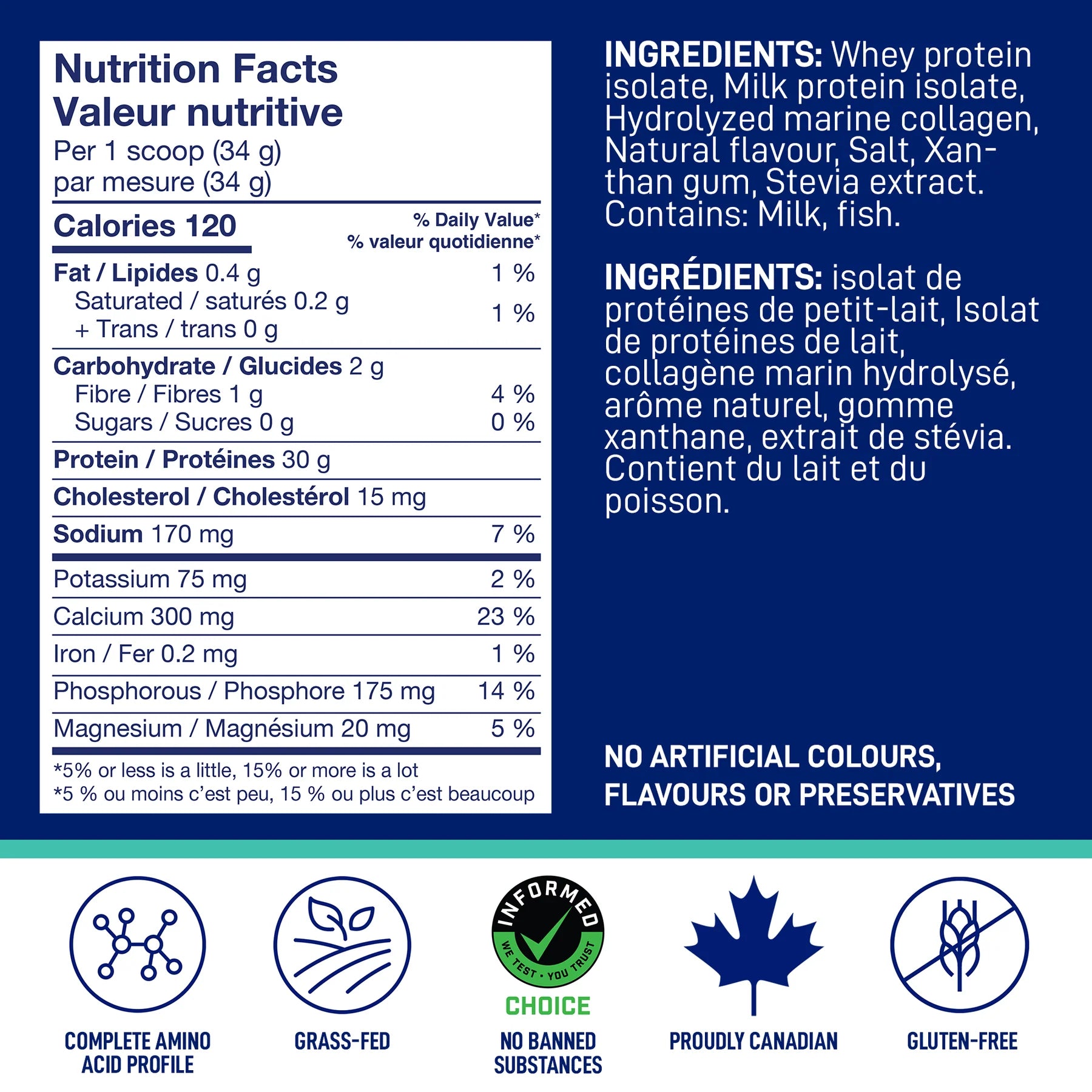 LeanFit Sport Grass-Fed Whey Isolate & Marine Collagen Salted Caramel 824g