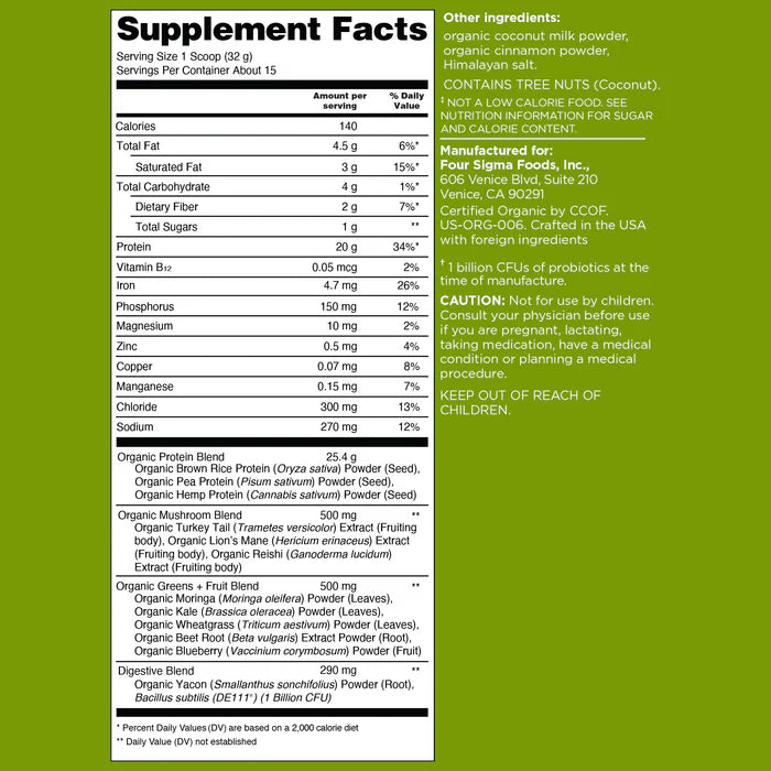 Four Sigmatic Organic Protein Complete Protein Powder 480g