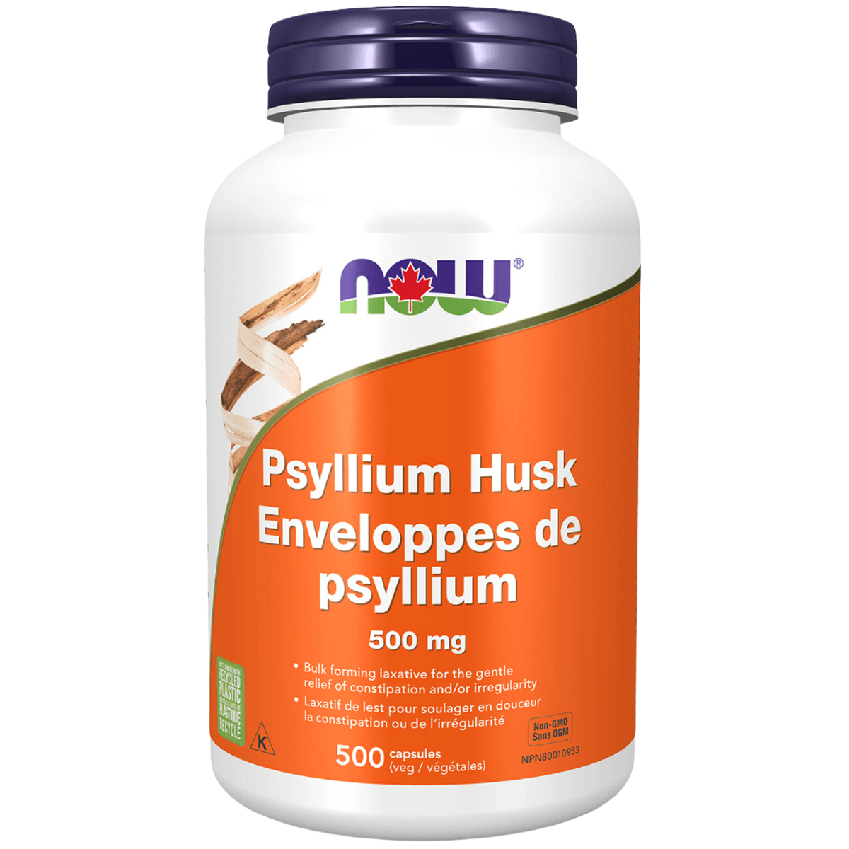 NOW Psyllium Husk 500mg 500 Veg Capsules
