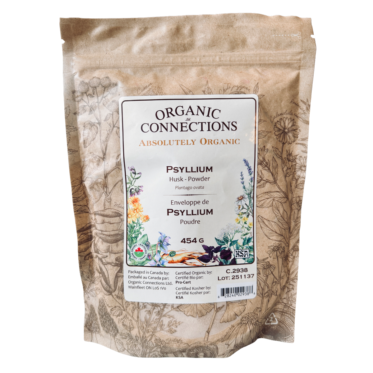 Organic Connections Psyllium Husk Powder Organic 454g