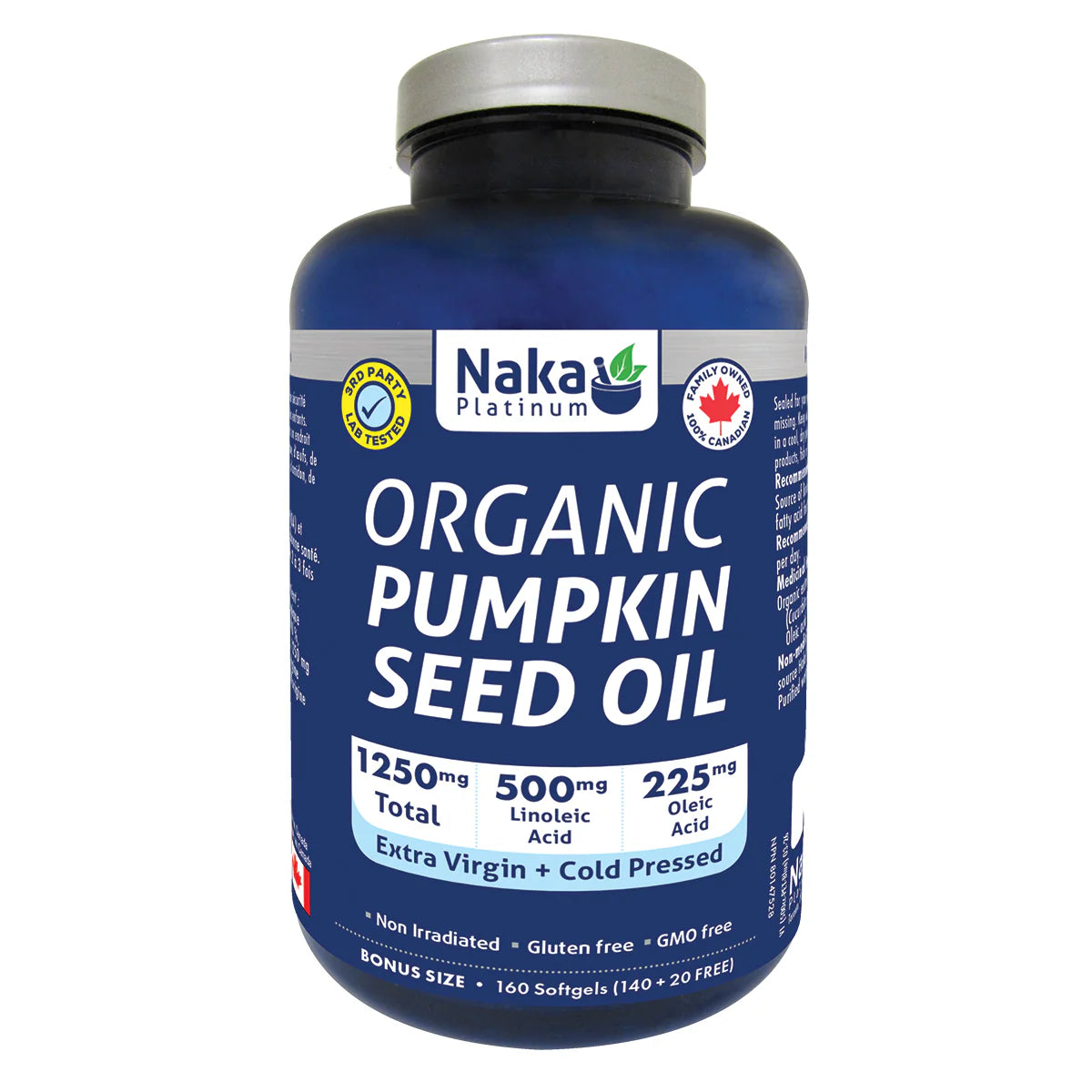 Naka Platinum Organic Pumpkin Seed Oil 1250mg 160 Softgels