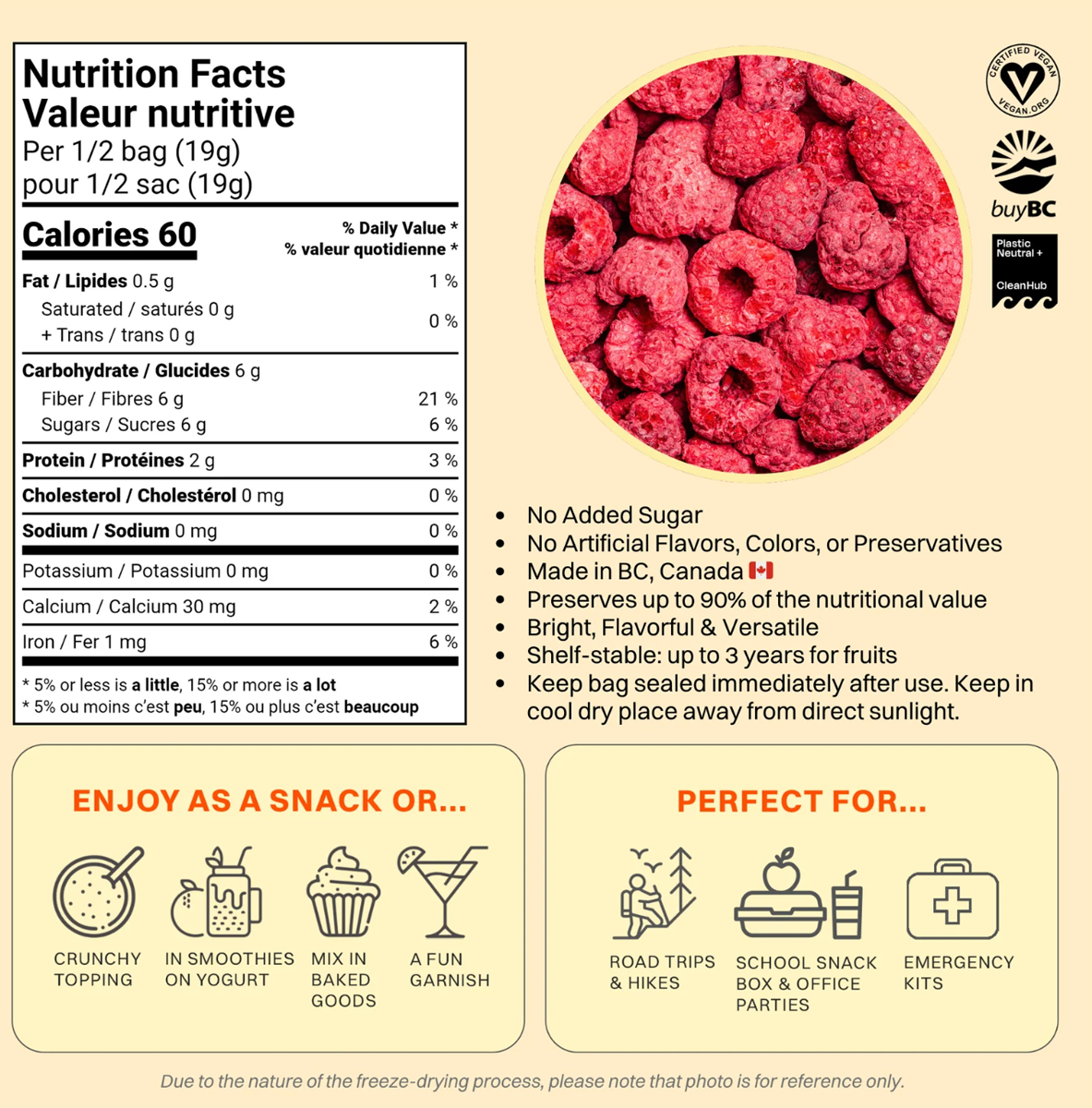 OHME Freeze Dried Whole Raspberries 38g