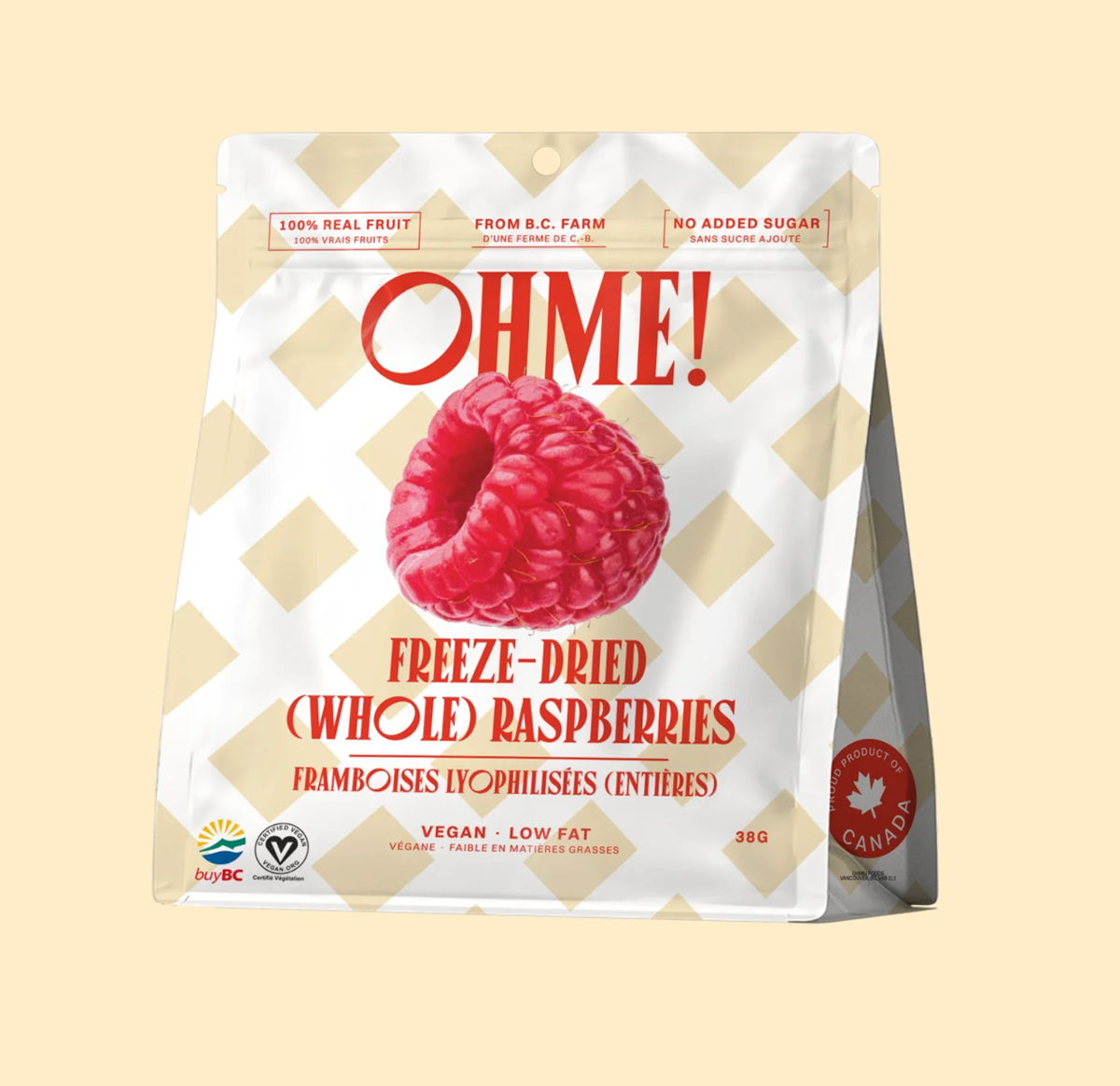 OHME Freeze Dried Whole Raspberries 38g