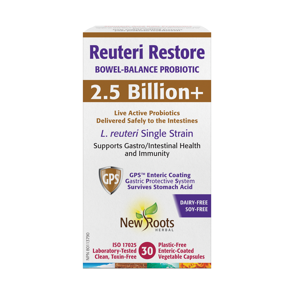 New Roots Reuteri Restore 2.5+ Billion 30 Vegetarian Capsules