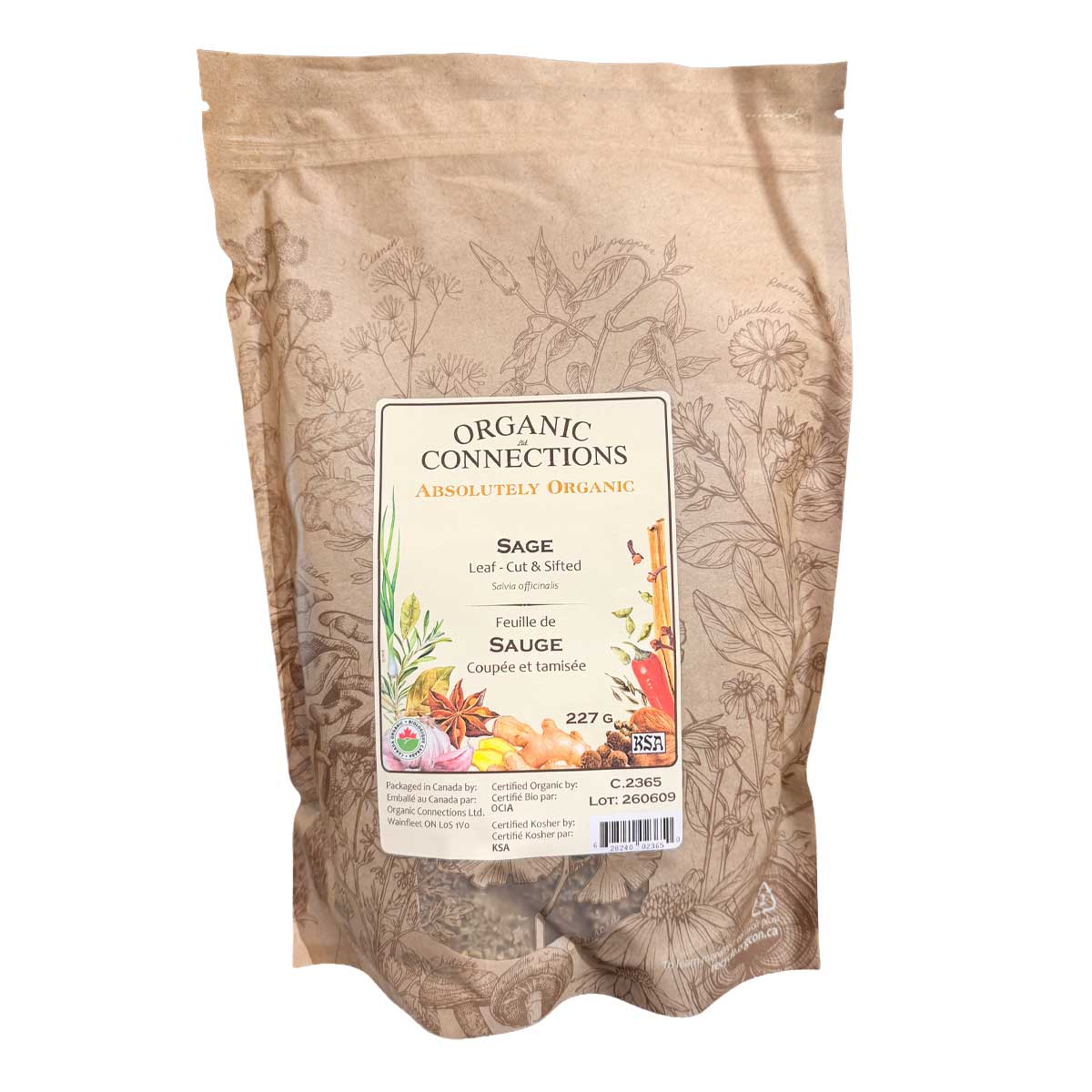 Organic Connections Organic Sage Leaf C/S 227g
