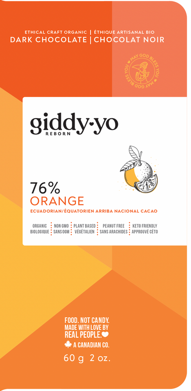 Giddy Yo Organic Orange 76% Dark Chocolate Bar 60g