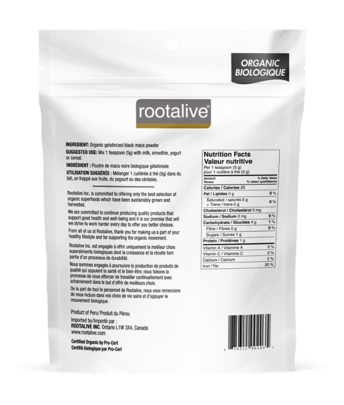 RootAlive Gelatinized Black Maca Powder 454g