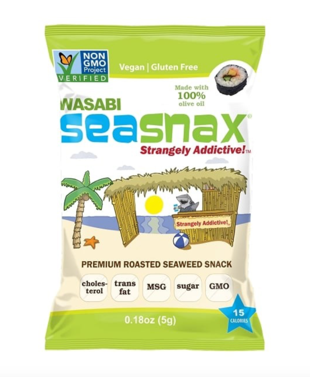 Seasnax Wasabi Organic Grab & Go Seaweed Snack, 5g
