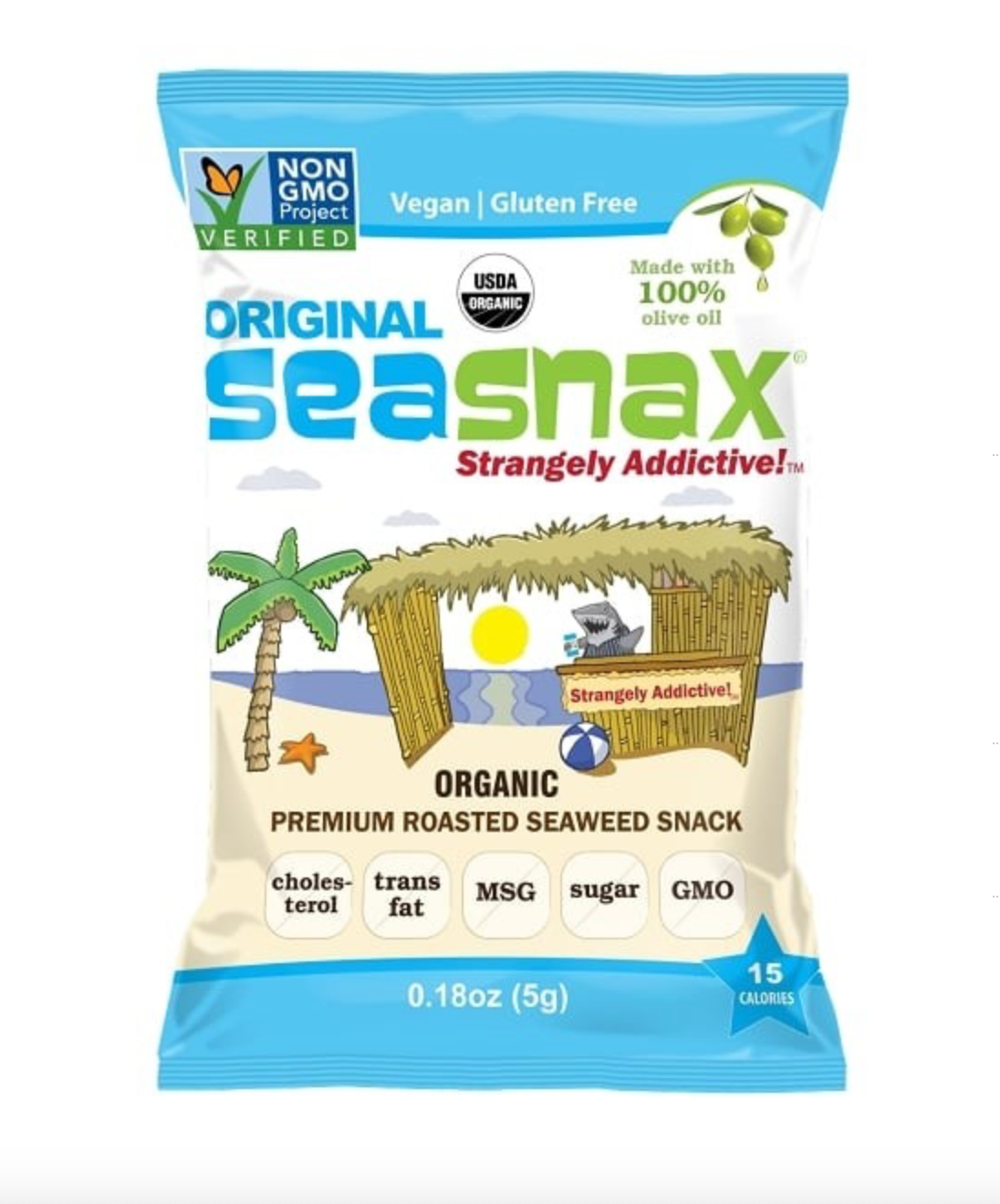 Seasnax Classic Organic  Olive Grab & Go Seaweed Snack, 5g