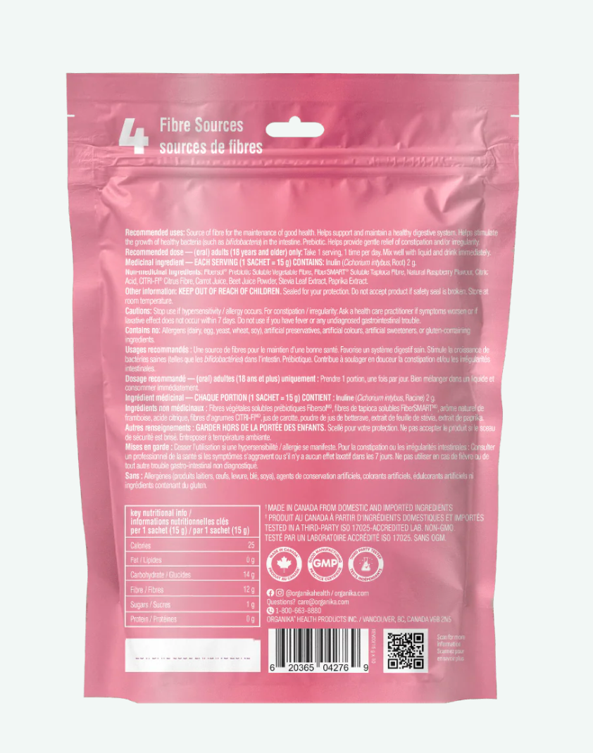 Organika Belli-Bliss Complete Fibre Raspberry 10x 15g Sachets