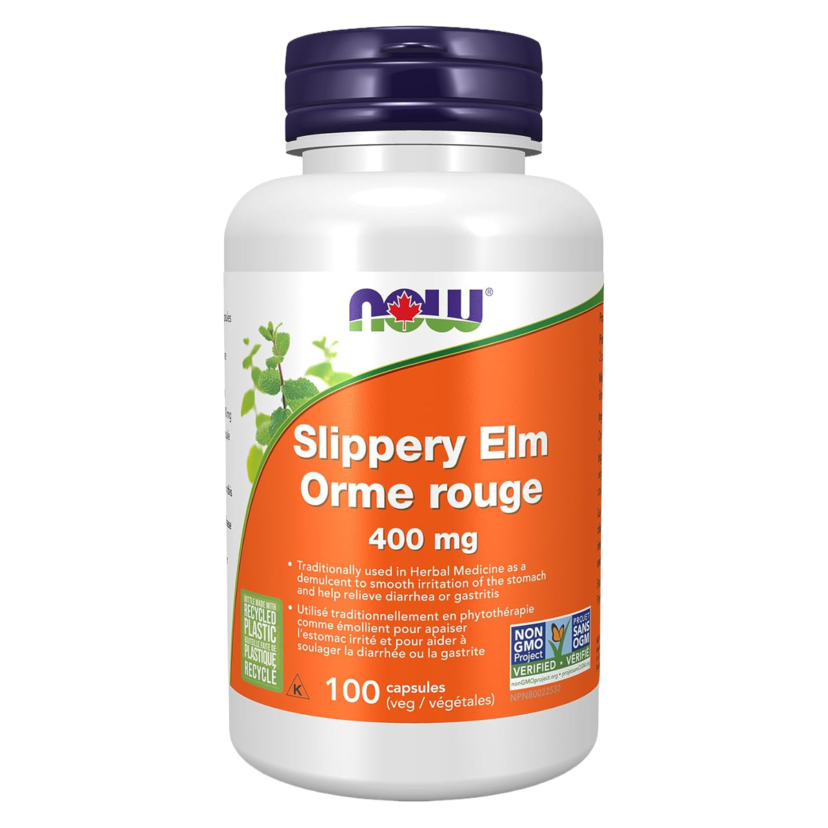 NOW Slippery Elm 400mg 100 Vegetarian Capsules