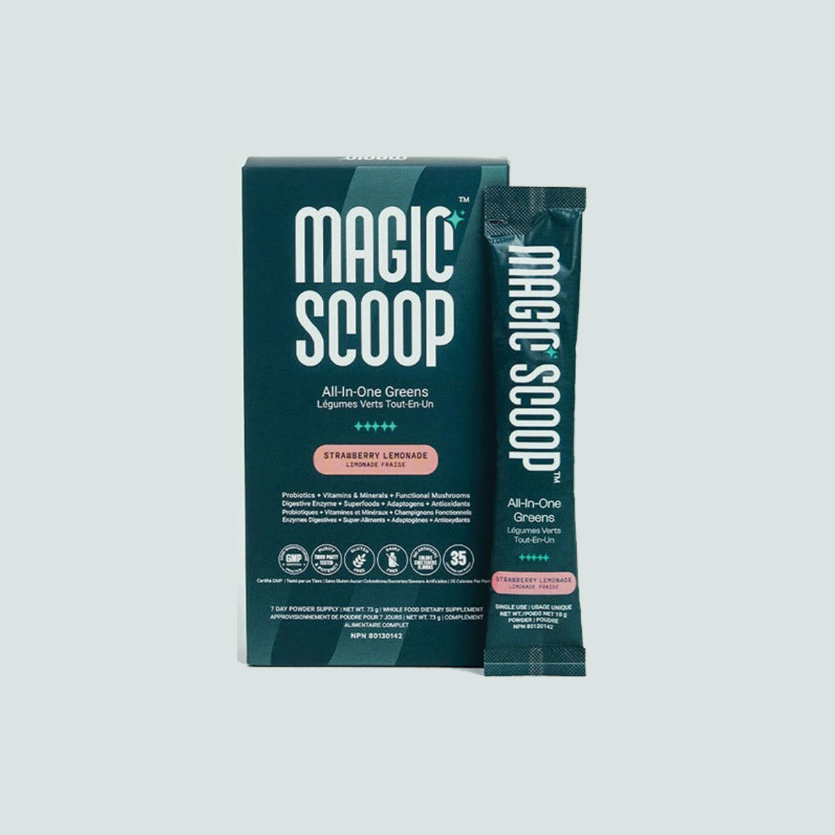 Magic Scoop Strawberry Lemonade All-In-One Greens Superfood Blend 7 Sticks (7 Day Supply)