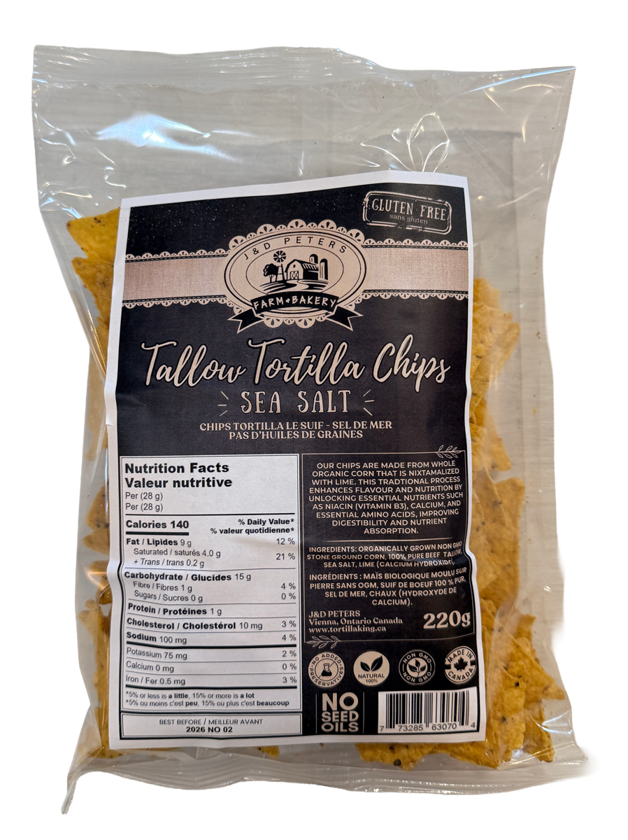 J & D Peters Tallow Tortilla Chips Sea Salt 220g