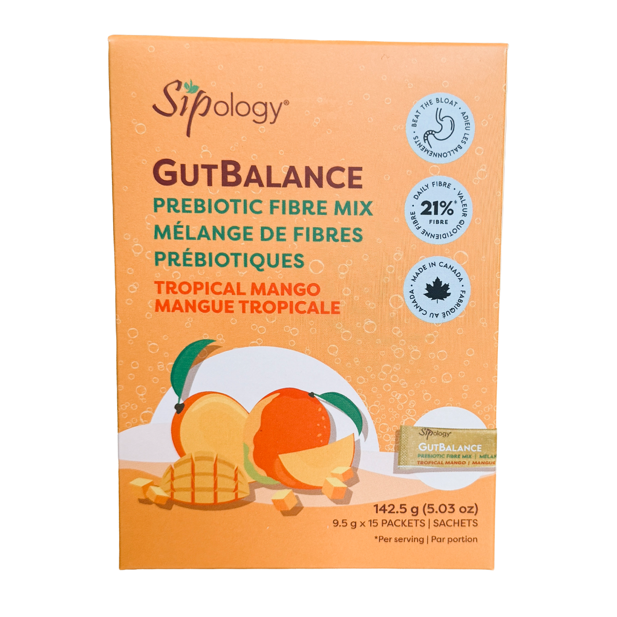 Sipology Gut Balance Tropical Mango Prebiotic Fibre Mix 15 Packets