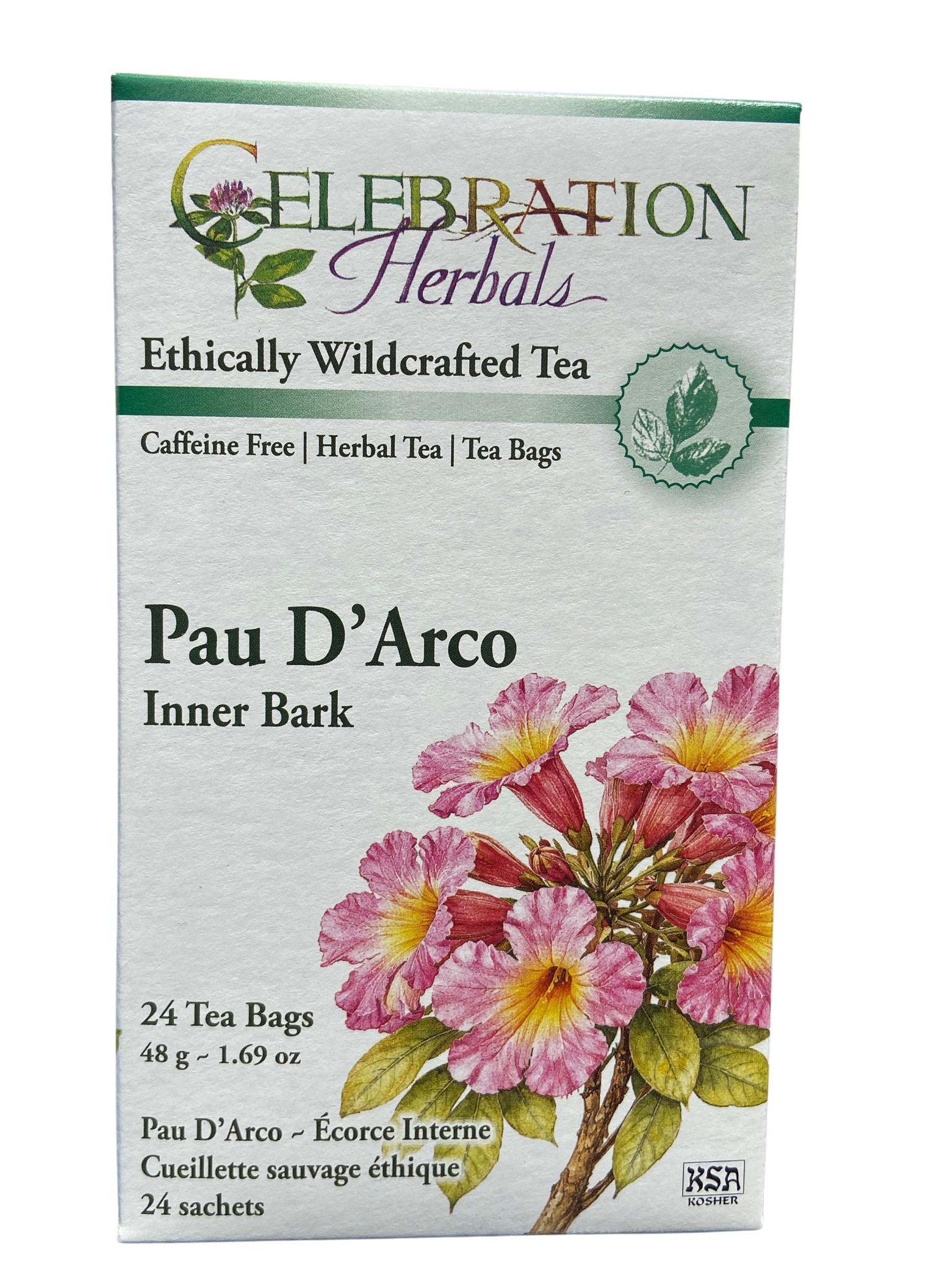 Celebration Herbals Pau D'Arco Inner Bark Wild Crafted 24 Tea Bags