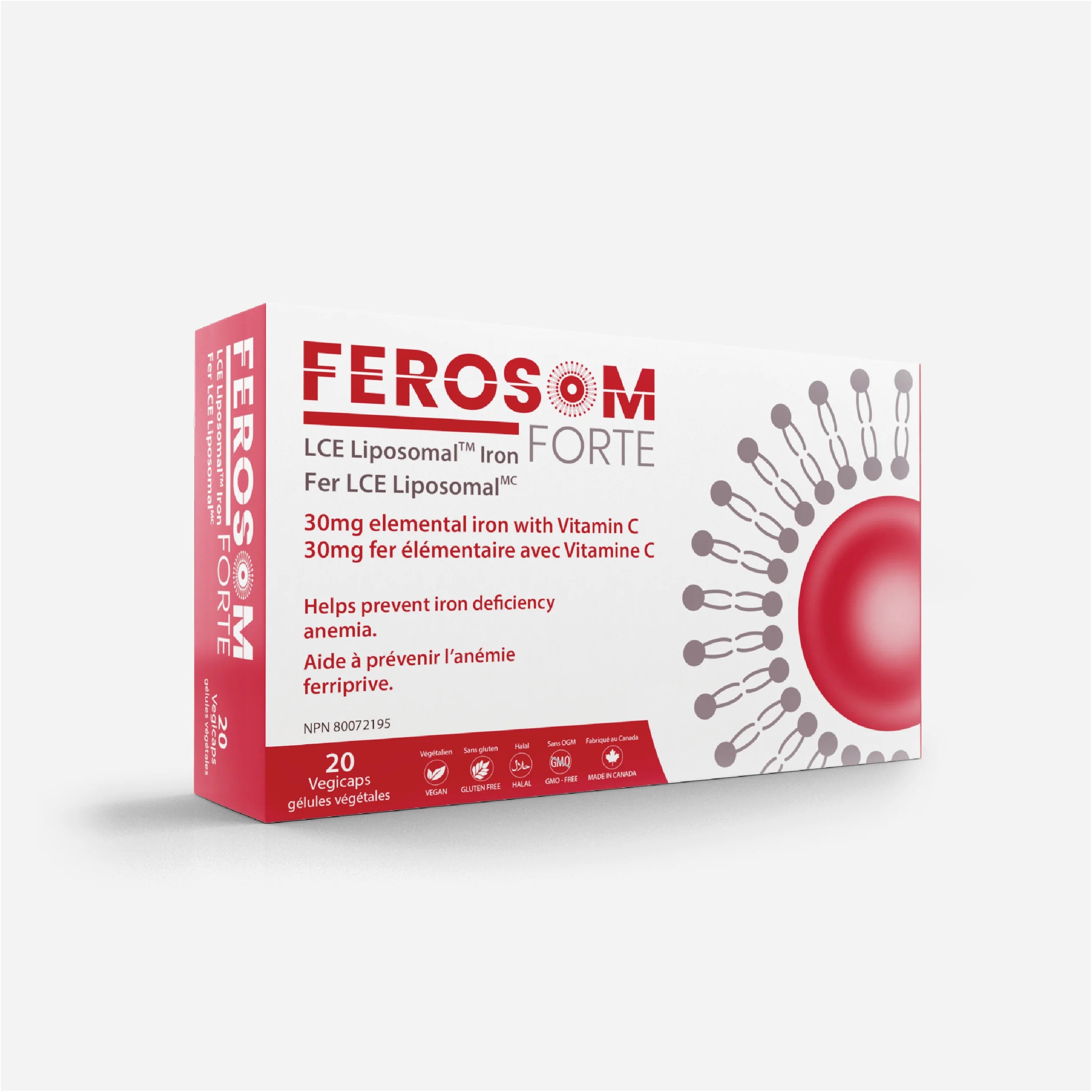 Ferosom Forte Liposomal Iron Supplement 20 Vegetarian Capsules