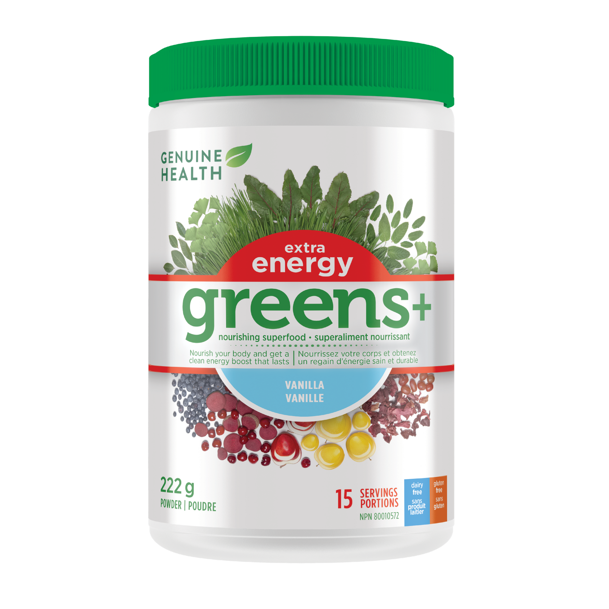 Genuine Health Greens+ Extra Energy Vanilla 222g