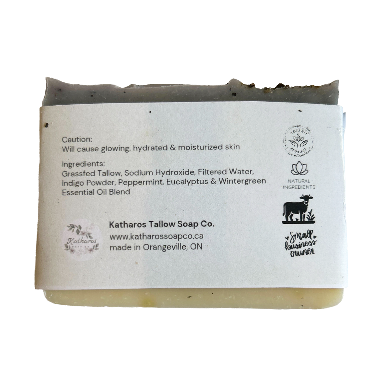 Katharos Soap Co. Winter's Eve Peppermint, Wintergreen, & Eucalyptus Tallow Soap 4oz