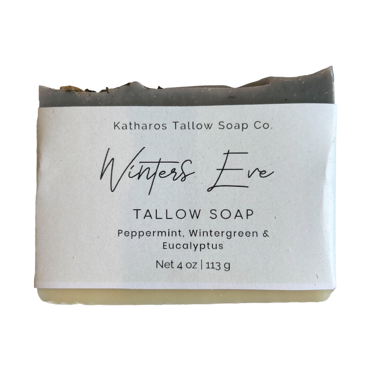 Katharos Soap Co. Winter's Eve Peppermint, Wintergreen, & Eucalyptus Tallow Soap 4oz
