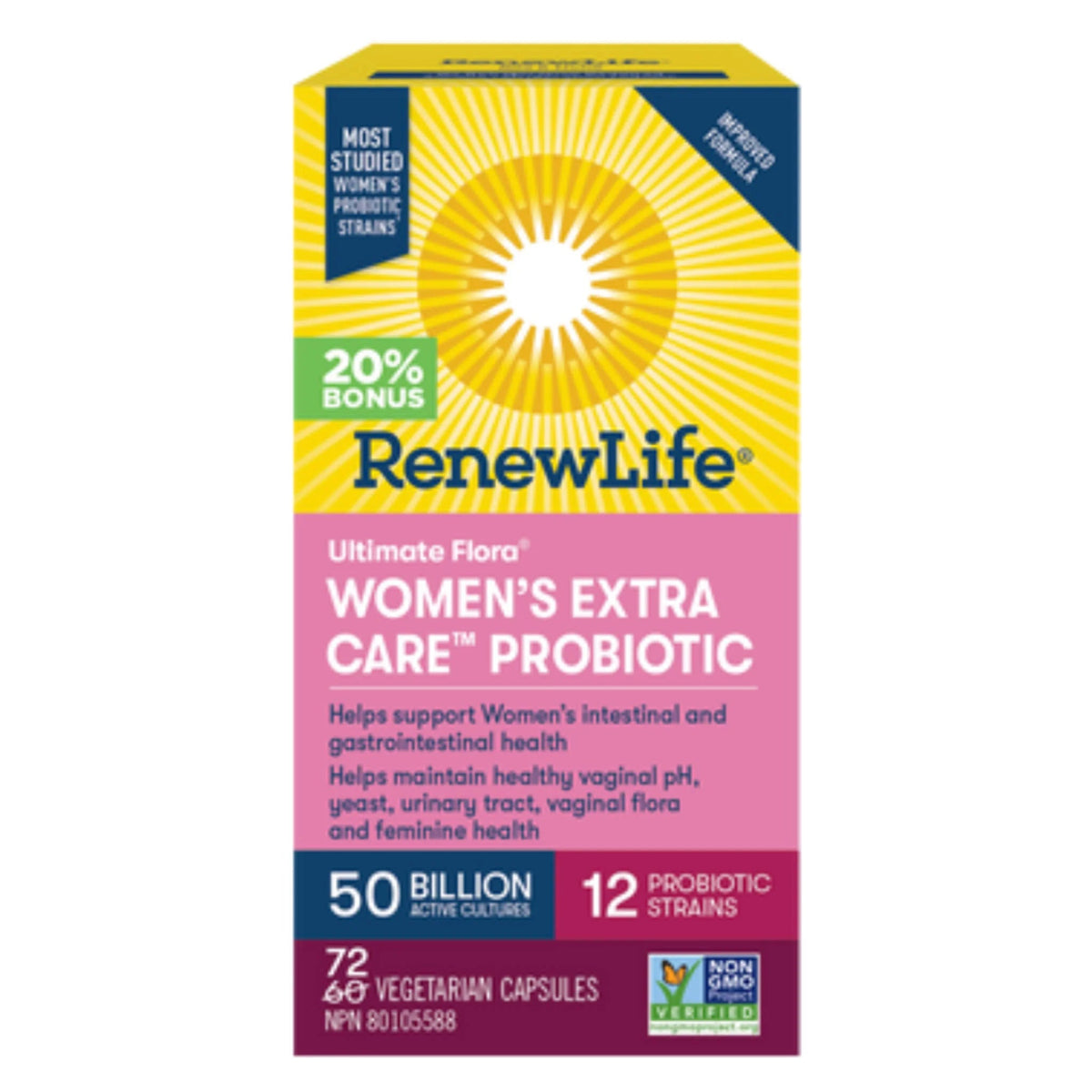 Renew Life Ultimate Flora Women's Extra Care 50 Billion BONUS 72 Vegetable Capsules