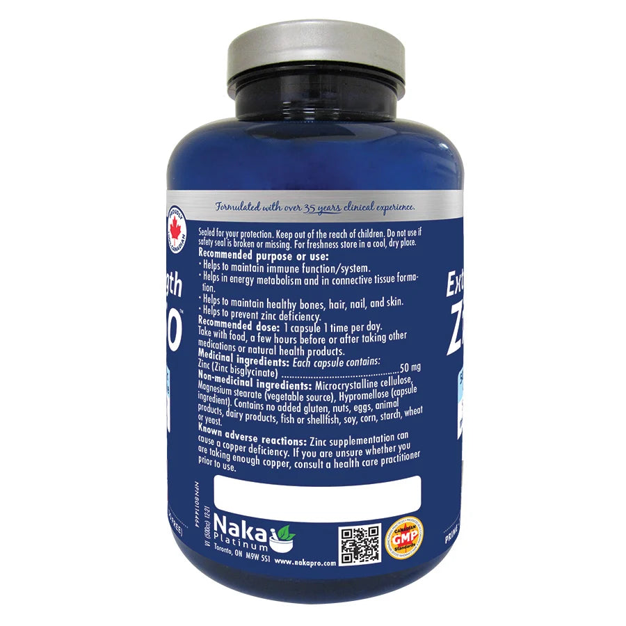 Naka Platinum Extra Strength Zinc50 Bisglycinate 150 Vegetarian Capsules