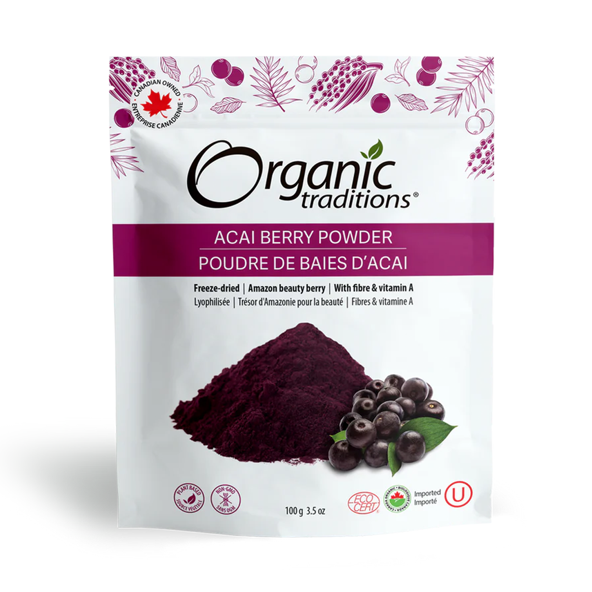Organic Traditions Acai Berry Powder, Freeze Dried 100g