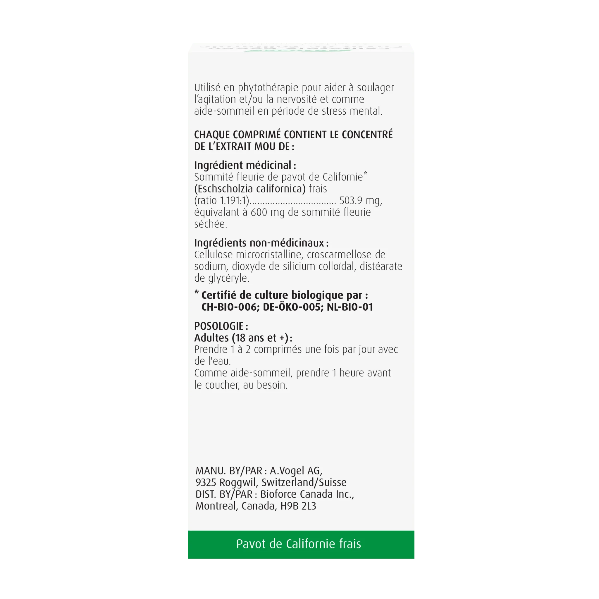 A. Vogel California Poppy 30 Tablets