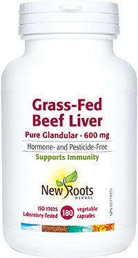 New Roots Grass-Fed Beef Liver Pure Glandular 600mg 180 Capsules