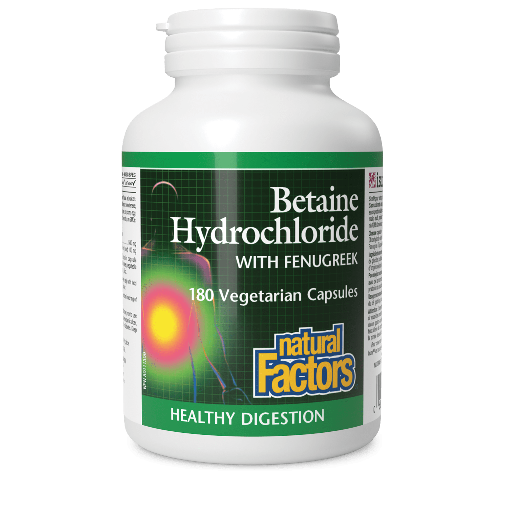 Natural Factors Betaine Hydrochloride With Fenugreek 500mg 180 Vegetarian Capsules