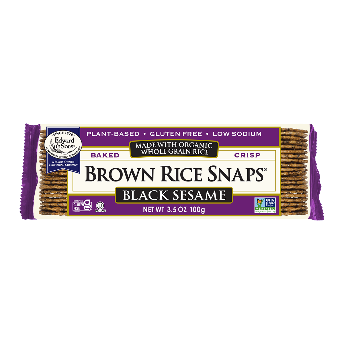 Edward & Sons Brown Rice Snaps Black Sesame Crackers 100g