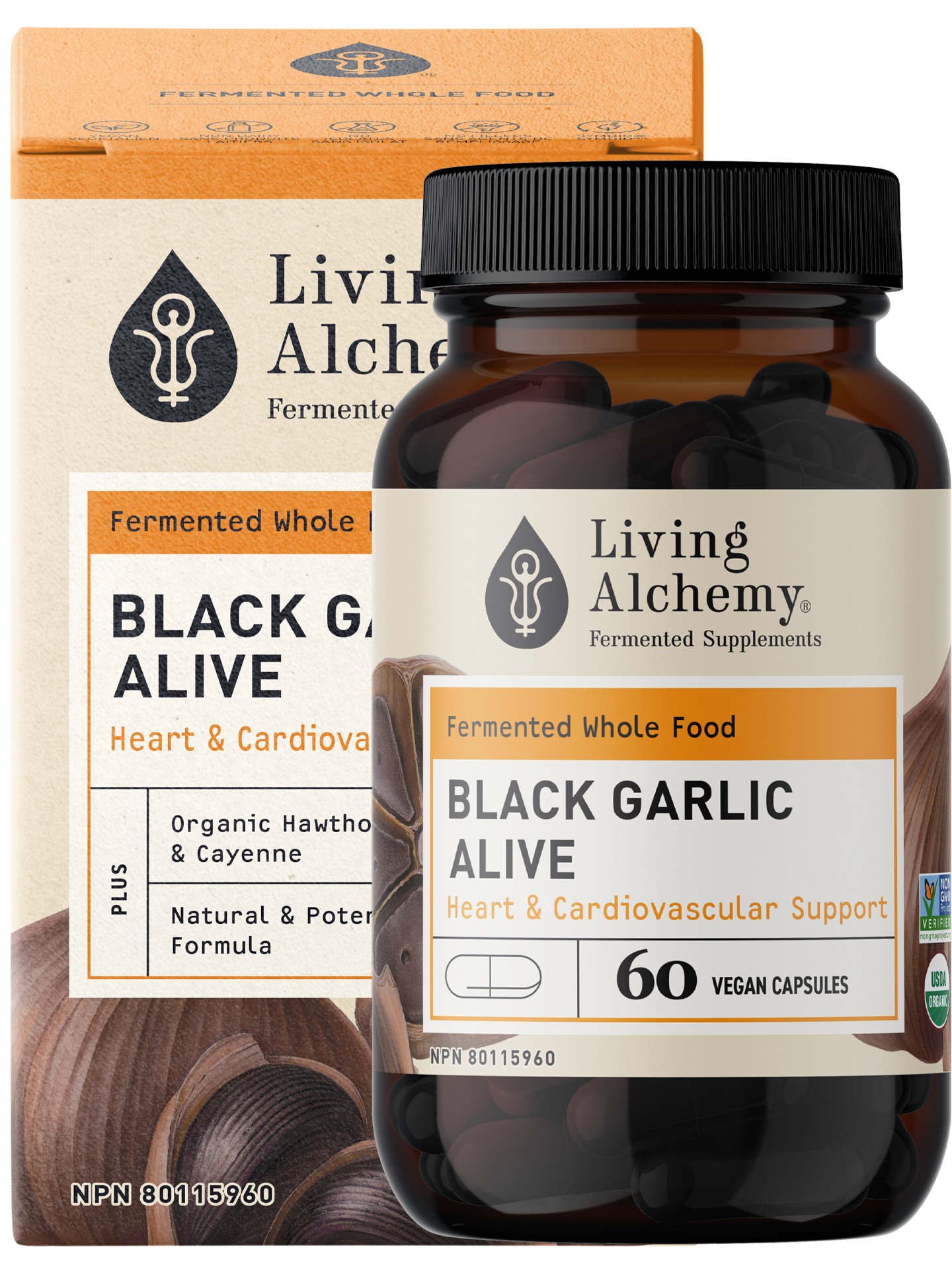 Living Alchemy Black Garlic Alive Heart & Circulation Support 60 Vegetarian Capsules