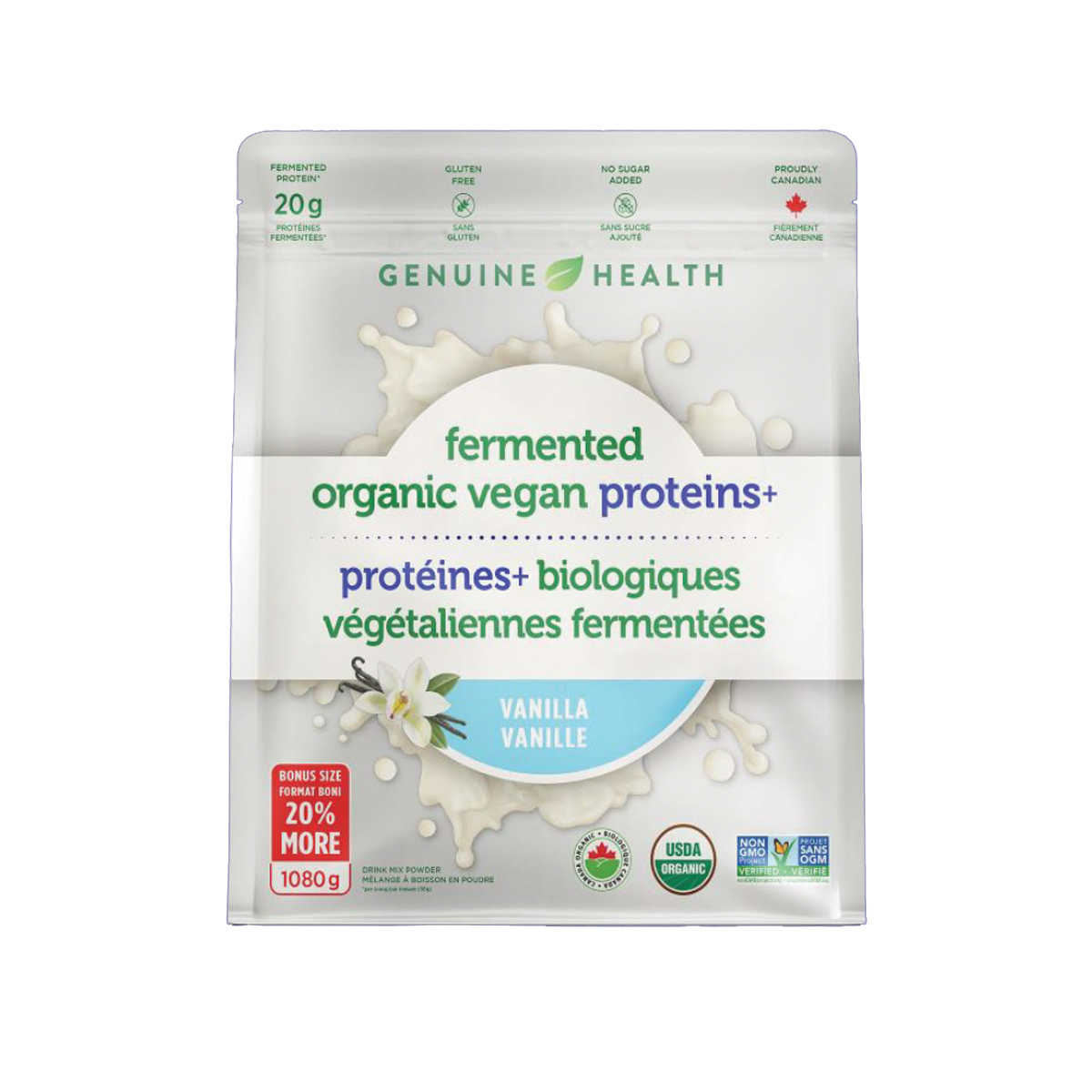 Genuine Health BONUS Organic Fermented Vegan Proteins+ Vanilla 1080g