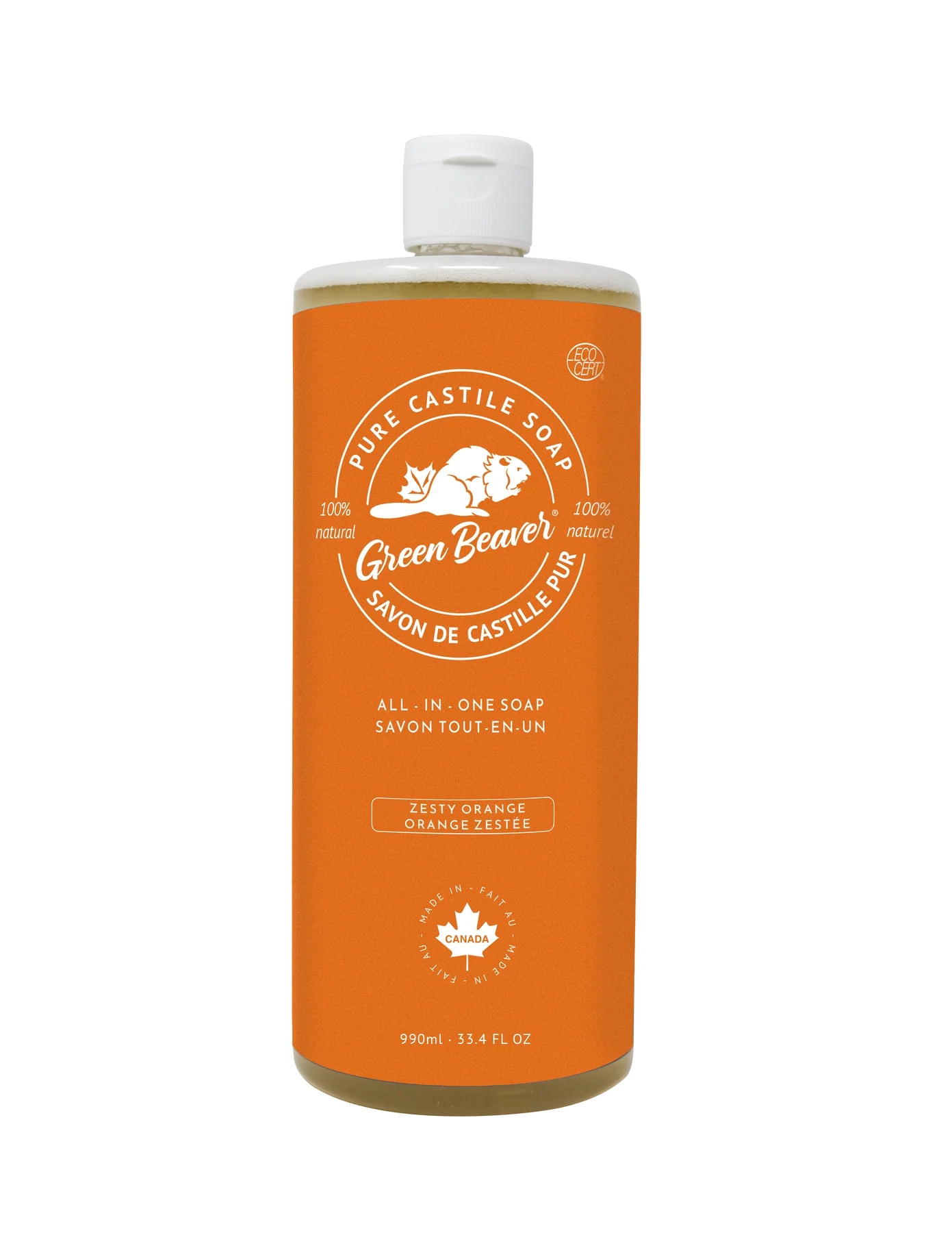 Green Beaver Concentrated Castile Soap Zesty Orange 990ml