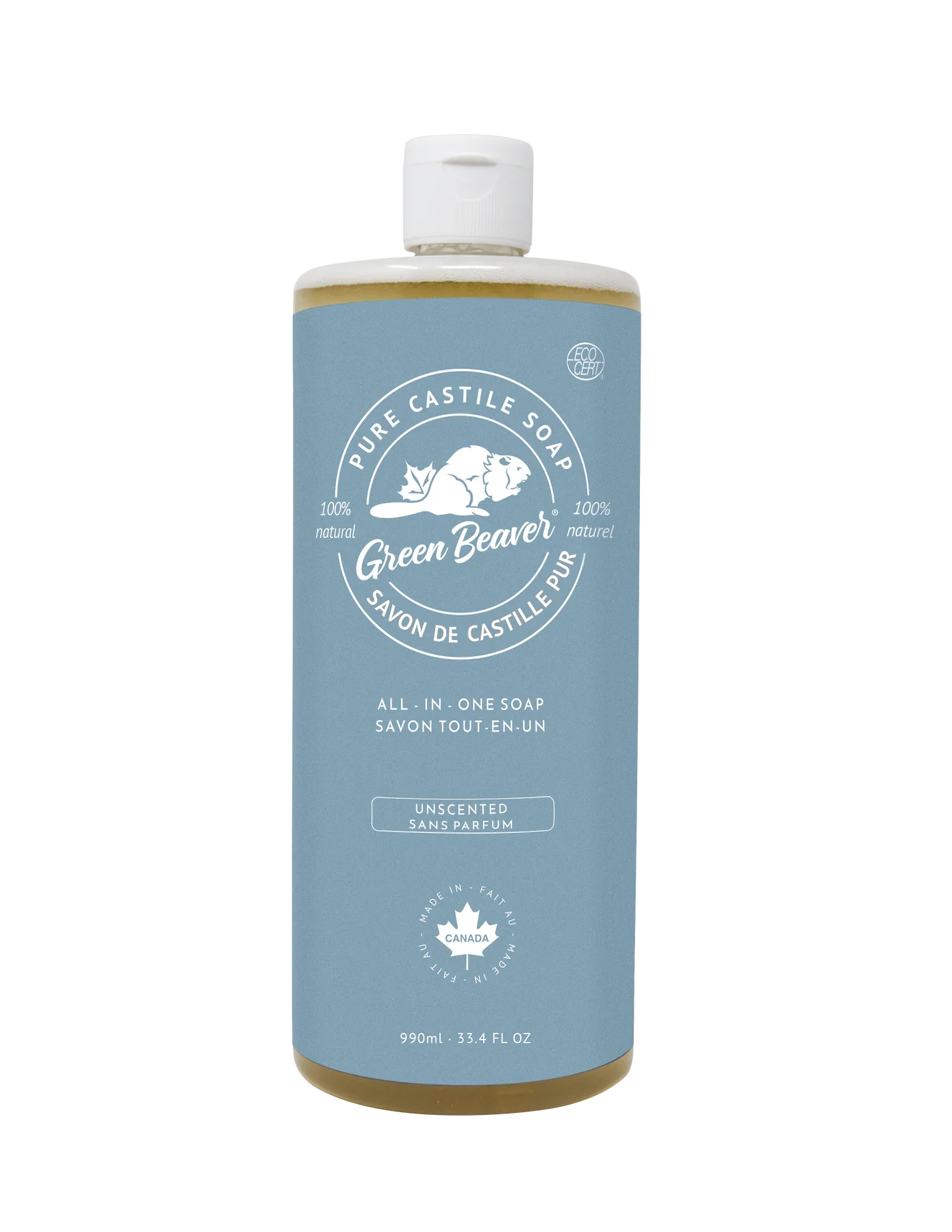 Green Beaver Concentrated All-In-One Castile Soap Unscented 990ml