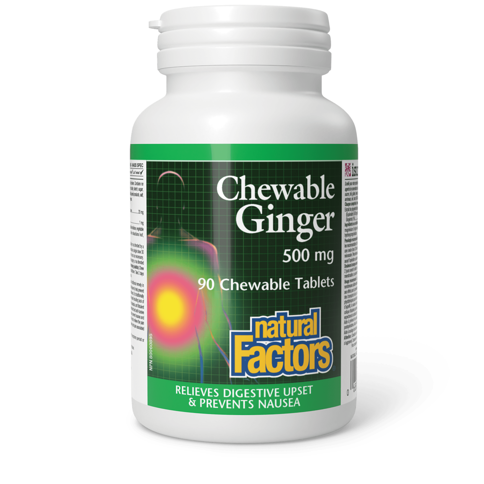 Natural Factors Chewable Ginger 500mg 90 Chewable Tablets