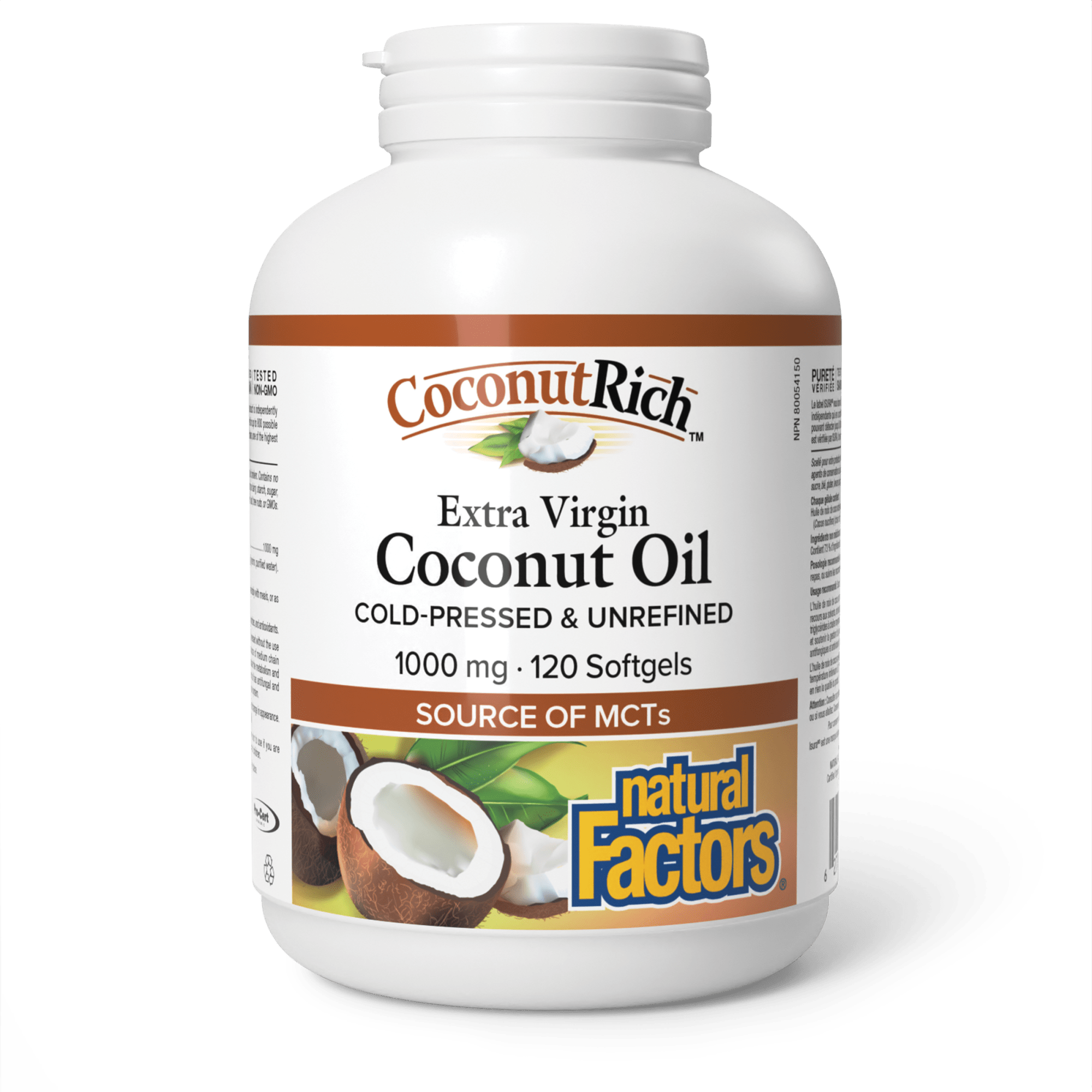 Natural Factors CoconutRich Extra Virgin Coconut Oil 1000mg 120 Softgels