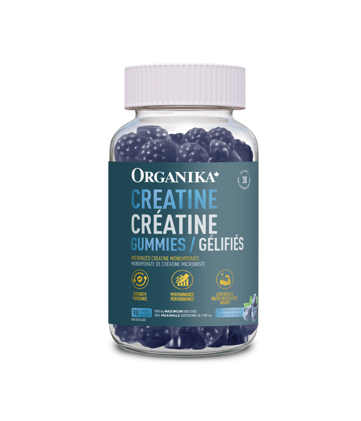 Organika Creatine Gummies Blueberry Blitz 90 Gummies