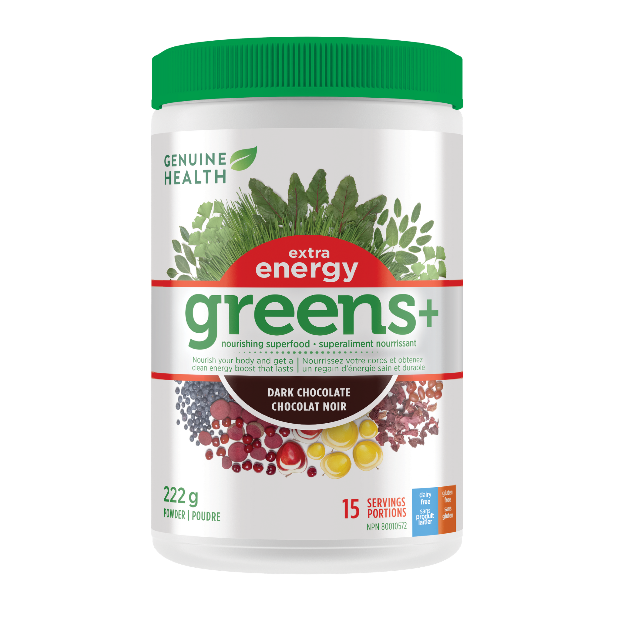Genuine Health Greens+ Extra Energy Dark Chocolate 222g