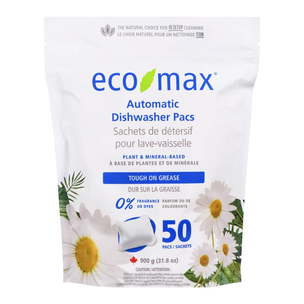 Eco Max Automatic Dishwasher Pacs Fragrance and Dye Free 50 Pacs