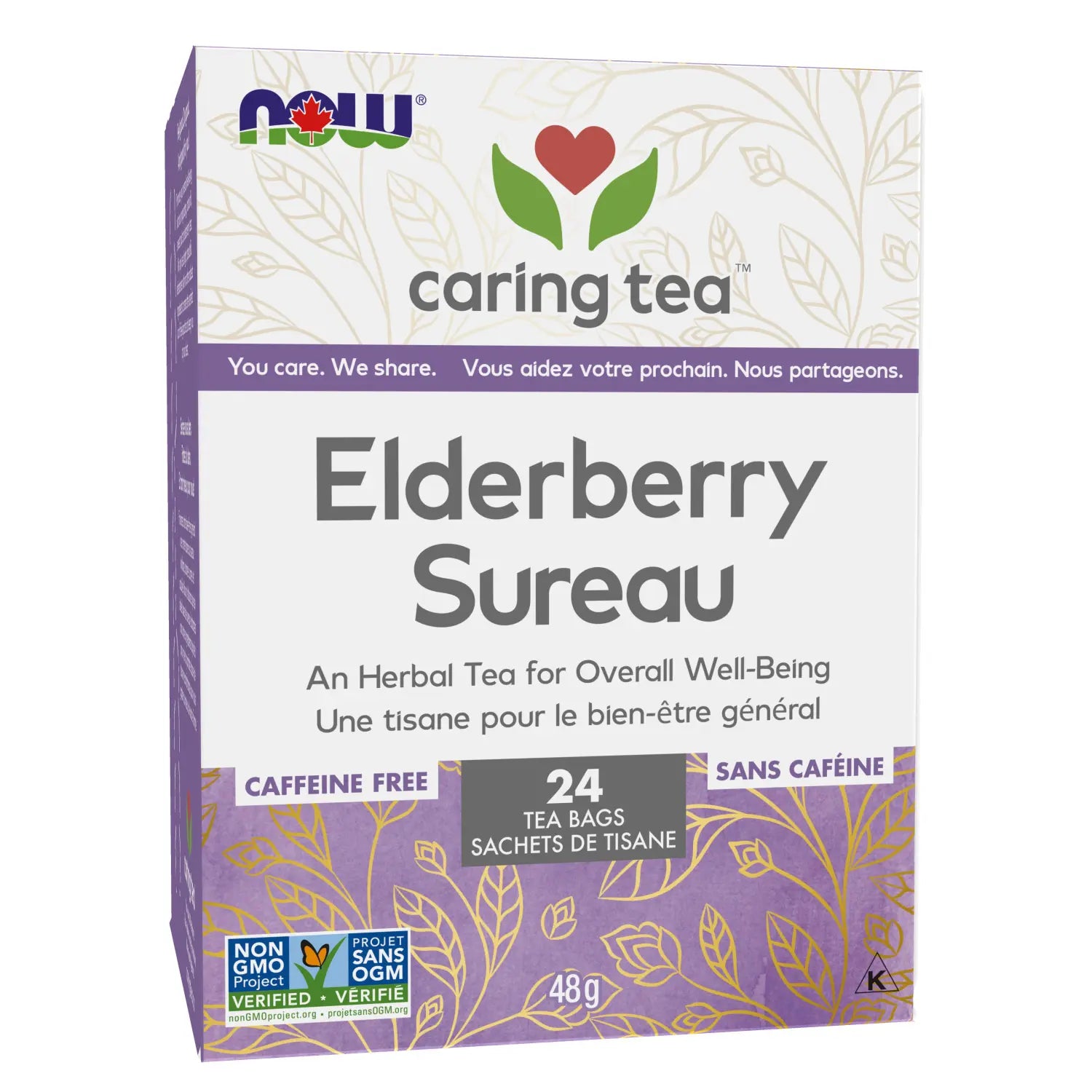 NOW Caring Tea Elderberry Wellness Tea 24 Tea Bags