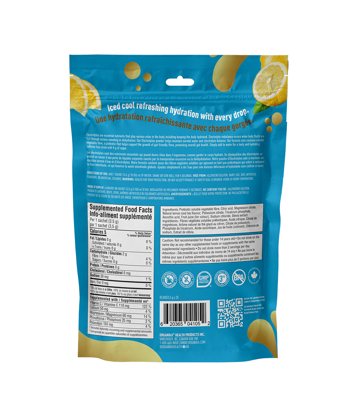 Organika Electrolytes Lemon Iced Tea 20 Sachets