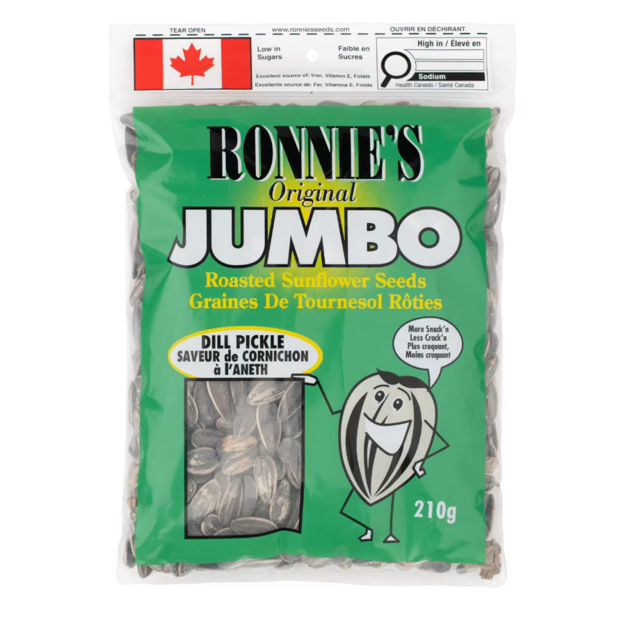 Ronnie's Original Jumbo Roasted Sunflower Seeds Dill Pickle 210g