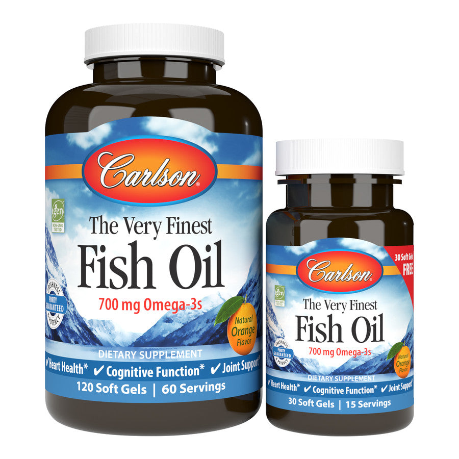 Carlson Very Finest Fish Oil 1000mg Orange Flavour BONUS 150 Softgels