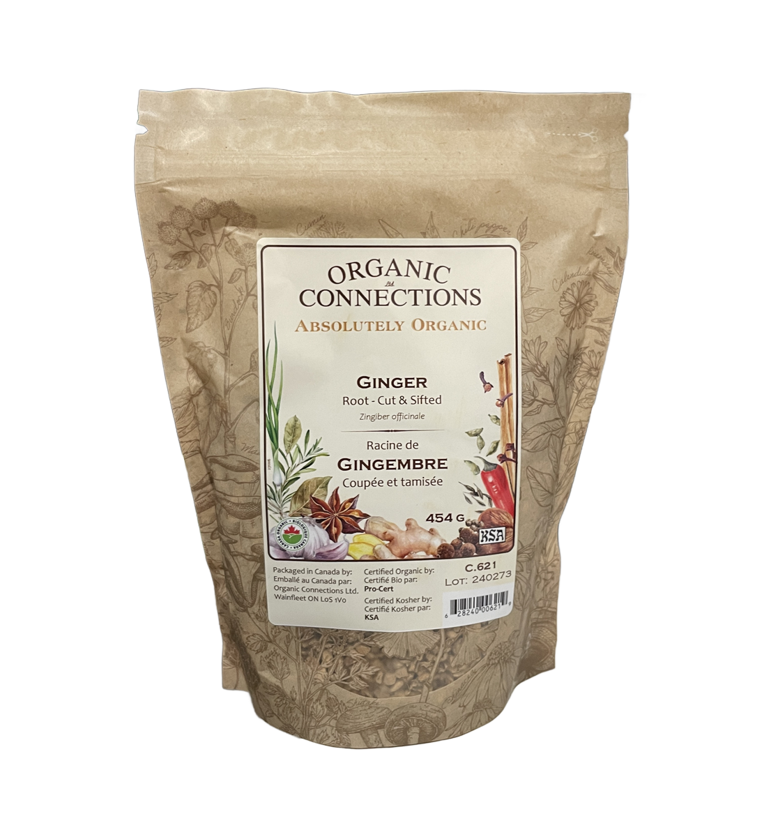 Organic Connections Organic Ginger Root C/S 454g