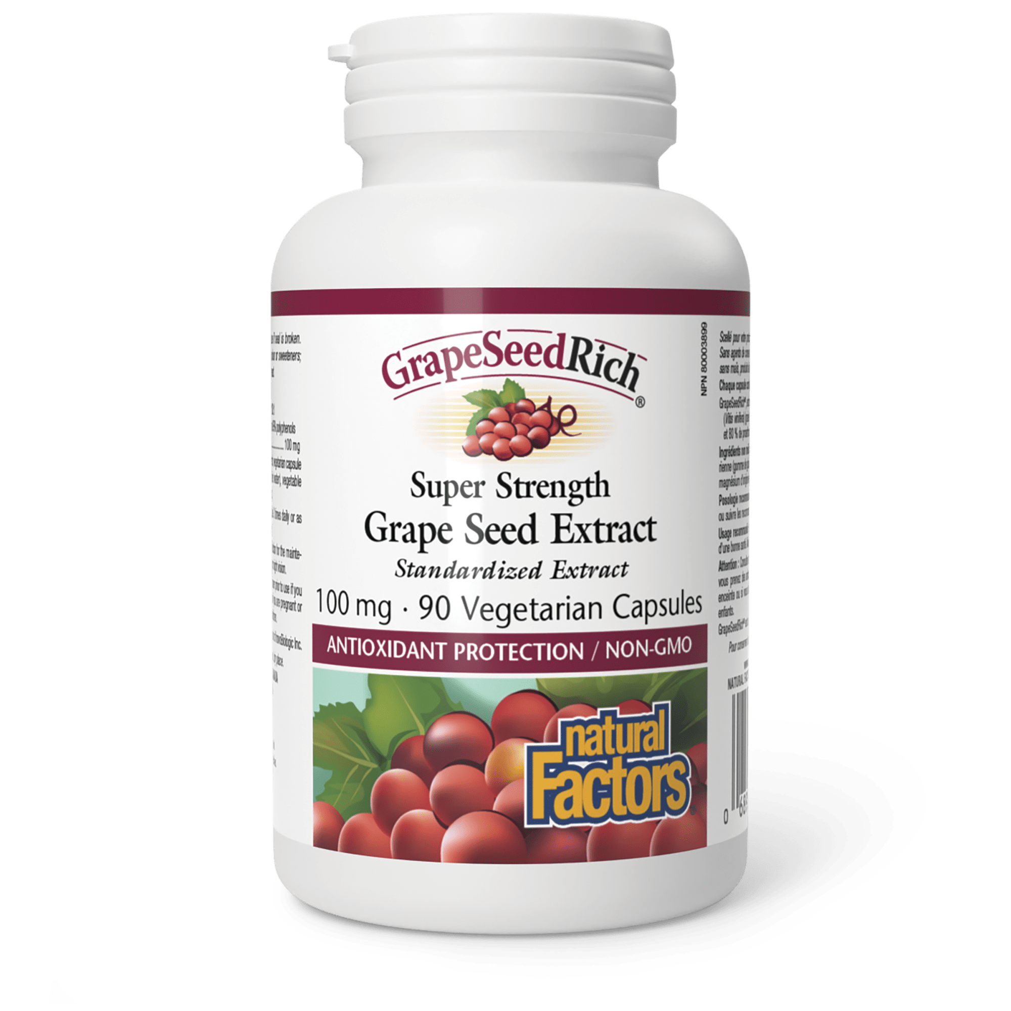 Natural Factors GrapeSeedRich Super Strength Grape Seed Extract 100mg 90 Vegetarian Capsules