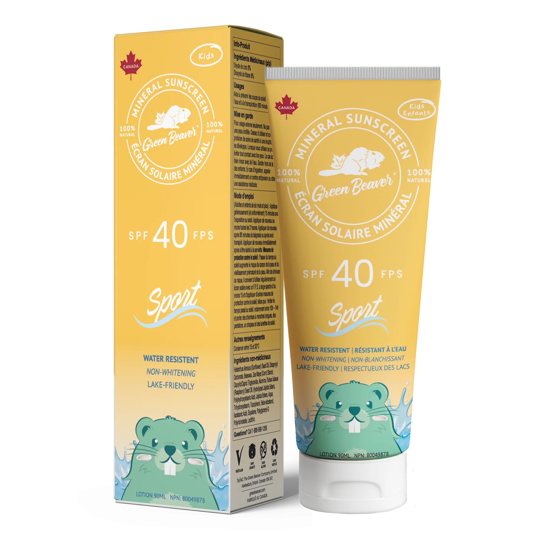 Green Beaver Natural Mineral Sunscreen Kids Sport SPF40 90ml Lotion