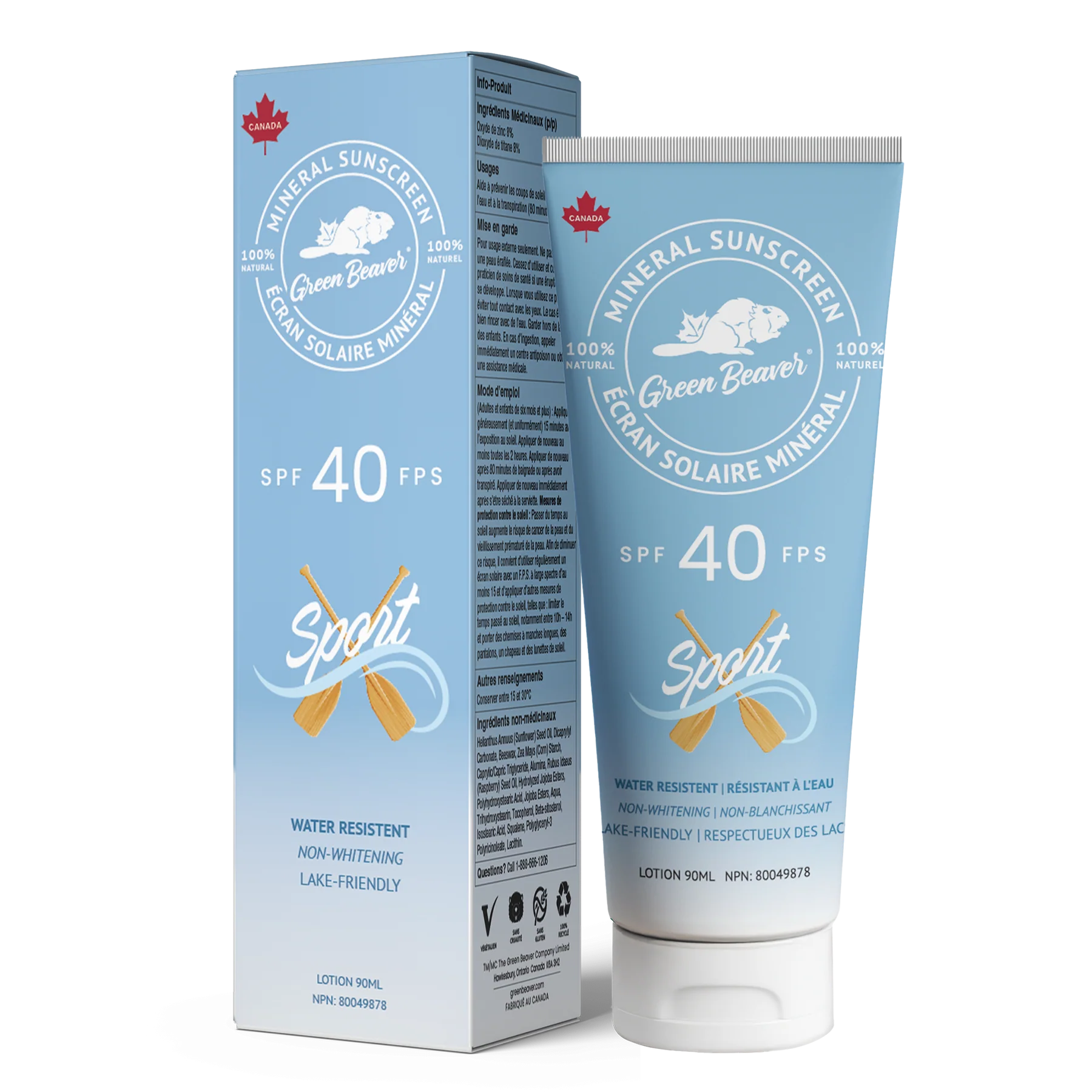 Green Beaver Natural Mineral Sunscreen SPORT SPF40 90ml Lotion